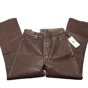 NEW 7 FOR ALL MANKIND Womens Jeans Brown Size 28 High Waist Slim Kick Waxed